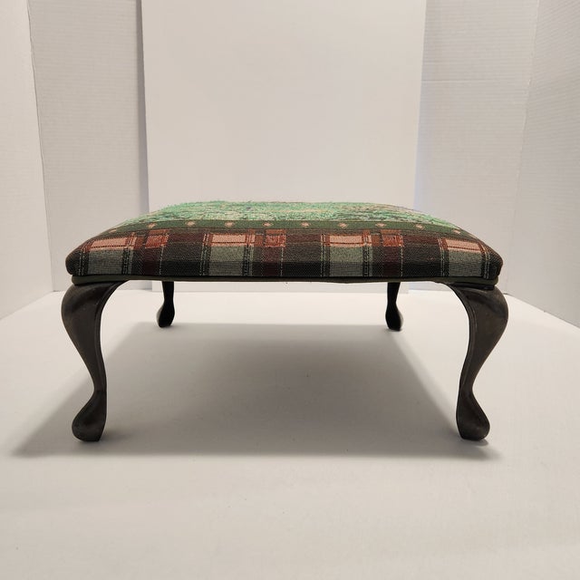 English Vintage Traditional Golf Course Themed Tapestry Footstool For Sale - Image 3 of 9
