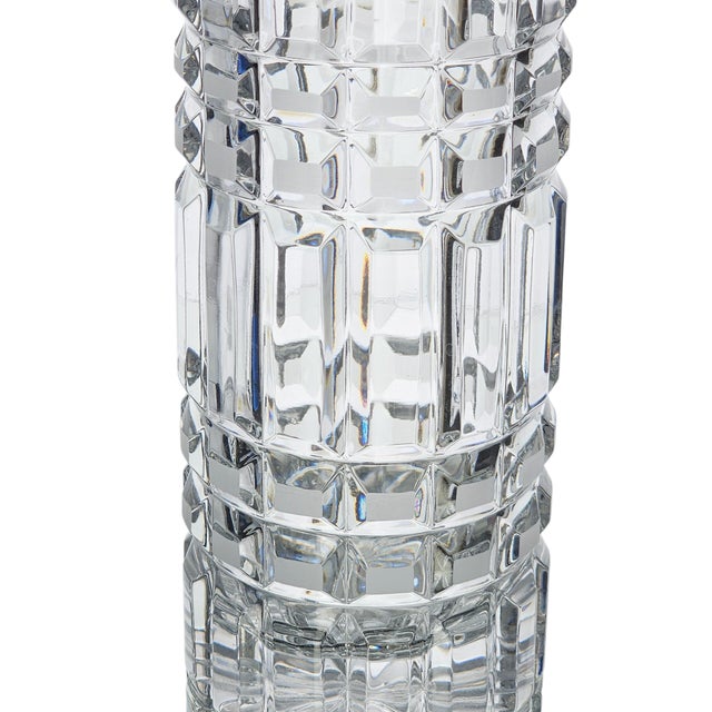 Glass Soviet Brutalist 24% Lead Crystal Vase Cubist Hand-Cut Geometric Design Ussr Modernist Glass For Sale - Image 7 of 10