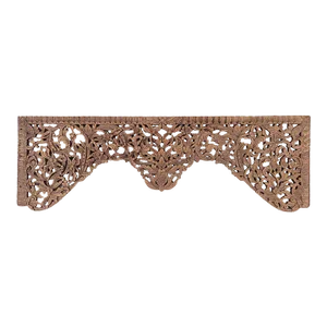 Vintage Southeast Asian Sandalwood Floral Carved Over Window, Circa 1950