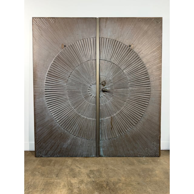 Monumental Kaylien Lustr-Metl Bronze Sunburst Double Doors For Sale - Image 10 of 15