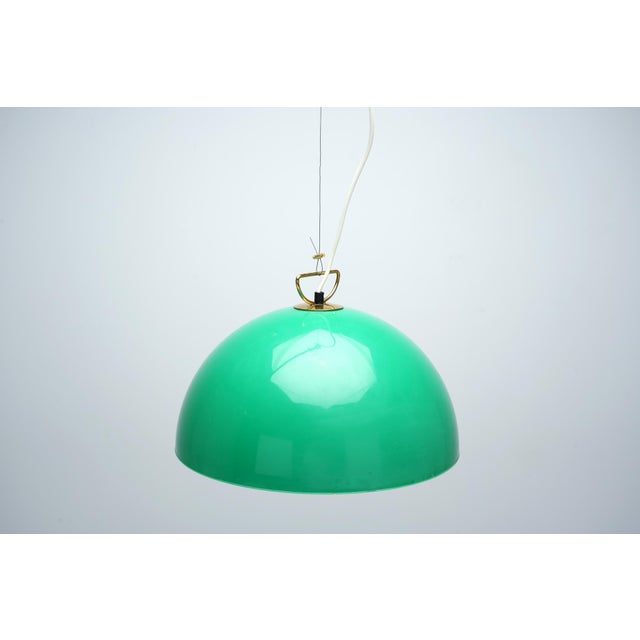 Acrylic Glass and Brass Pendant Light, 1970s, in Very Good conditions. Designed 1970 to 1979 Up to 250V (Europe/UK...