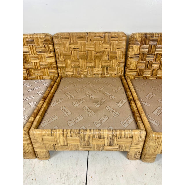 Vintage Billy Baldwin Style Woven Caning Sectional Sofa For Sale In Tampa - Image 6 of 12