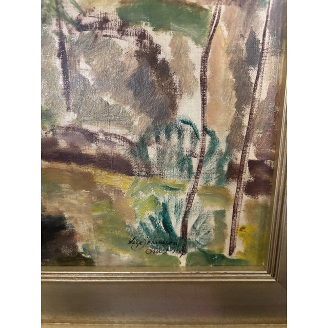 Late 20th Century Post-Impressionist Swedish Hillside Landscape Oil Painting For Sale - Image 5 of 5