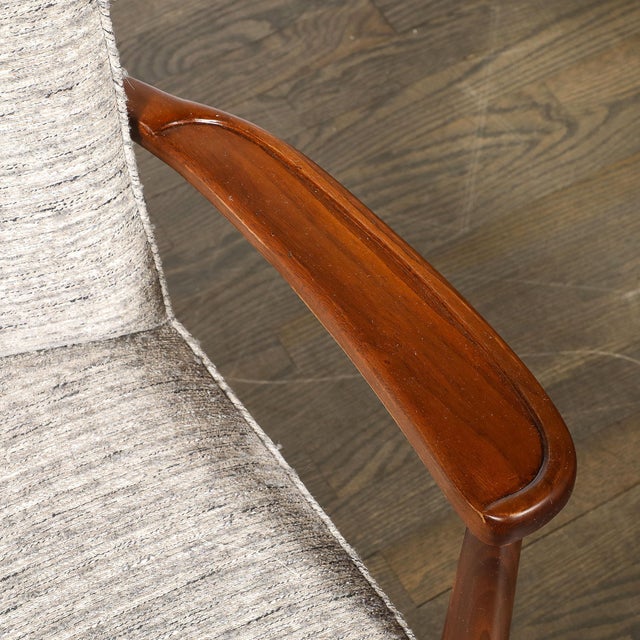 Set of 6 Mid-Century Modern Walnut Cutout Back Arm & Side Chairs by Paul Frankl For Sale - Image 10 of 17