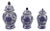 Set of 3 Blue & White Flower Food Safe Jars For Sale