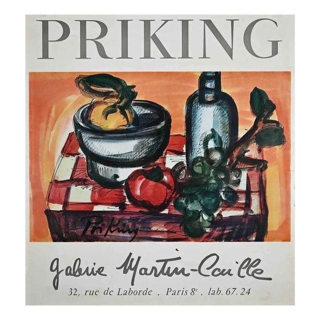 Vintage Priking Exhibition Poster, Late 20th-Century For Sale