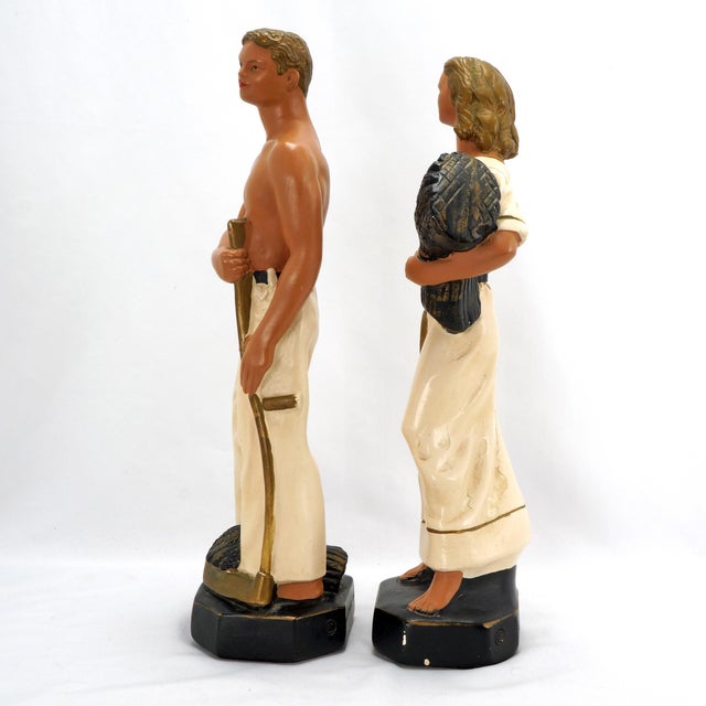 Mid 20th Century Pair Vintage Alexander Backer Abco Harvester Statues For Sale - Image 5 of 15