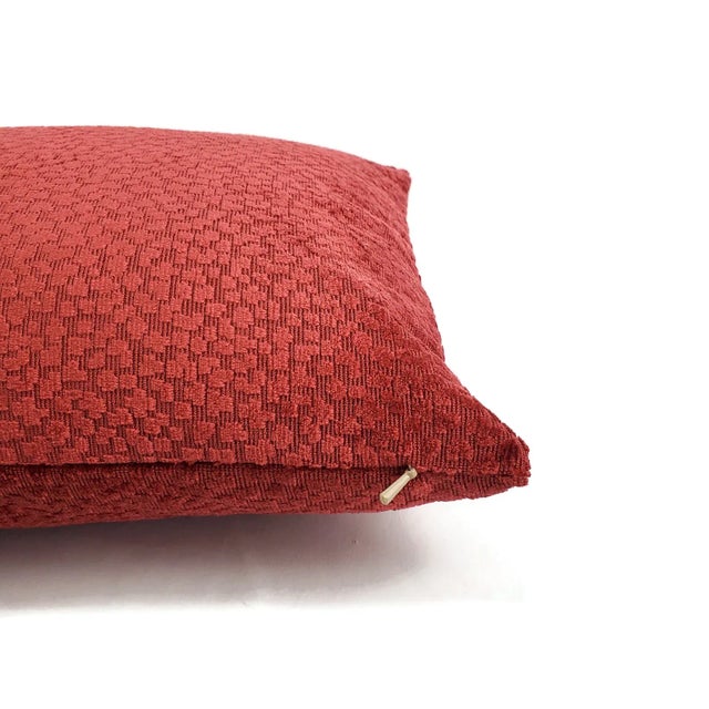 Boho Chic Contemporary Brunschwig and Fils La Panthere Velvet in Red Lumbar Pillow Cover For Sale - Image 3 of 6