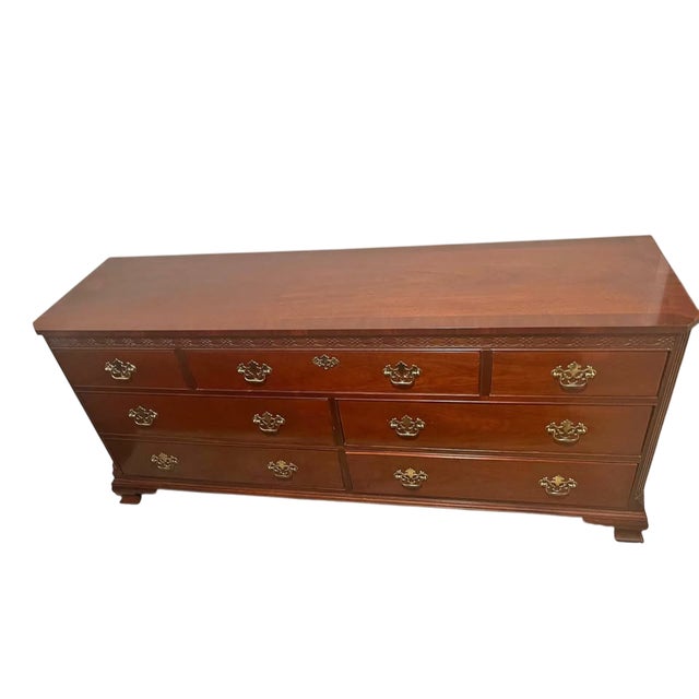 Traditional Baker Furniture Company Grand Rapids Chippendale Georgian 72” Credenza or Long Dresser Vintage Late 20th Century For Sale - Image 3 of 7