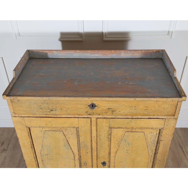 Wood Swedish Gustavian Period Buffet in Original Yellow Paint, Late 18th Century For Sale - Image 7 of 12