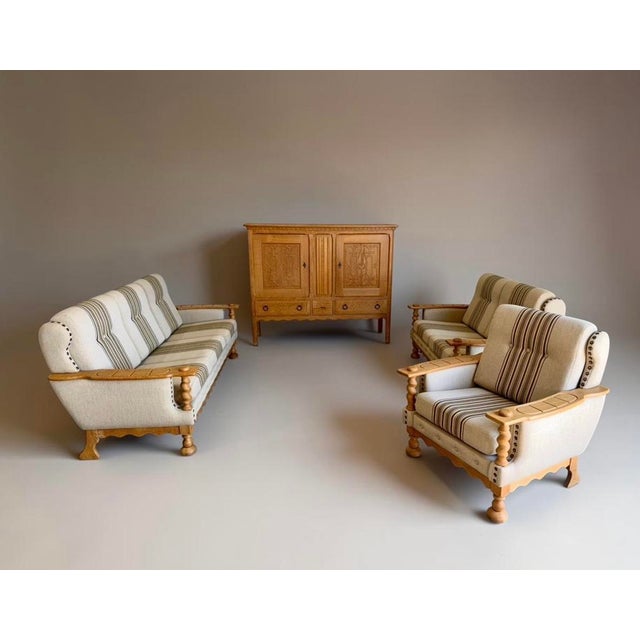 Henning Kjaernulf Mid Century Danish Brutalist Henning Kjaernulf Oak Loveseat, Attributed For Sale - Image 4 of 13