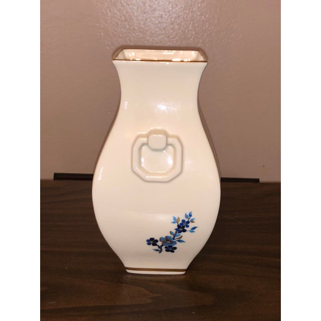 Lenox Vintage Lenox "Pagoda" Blue & Gold Porcelain Vases & Bowl - Set of 3 For Sale - Image 4 of 18