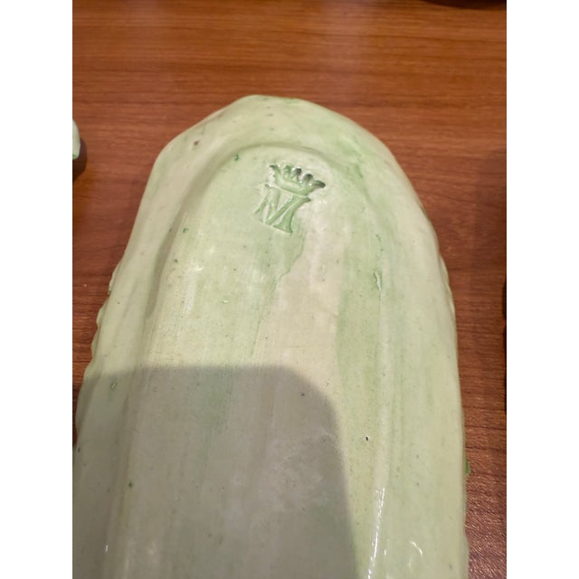 Vintage Majolica Cabbage Leaf and Fruit Set For Sale - Image 9 of 12