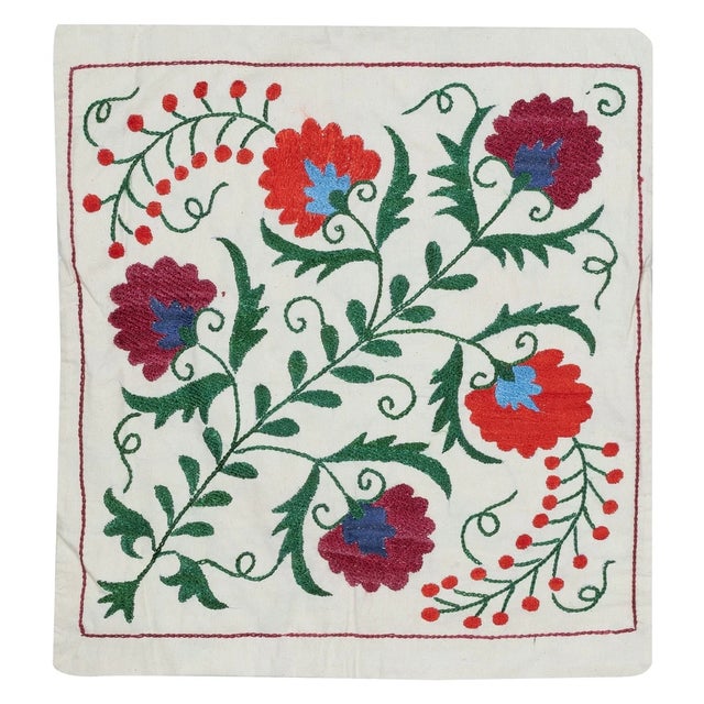 18"x20" Hand Embroidered 100% Cotton Cushion Cover. Contemporary Lace Pillow For Sale