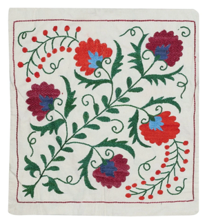 18"x20" Hand Embroidered 100% Cotton Cushion Cover. Contemporary Lace Pillow