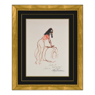 1970 Look Here Linda Modern Red Ink Drawing LeRoy Neiman For Sale
