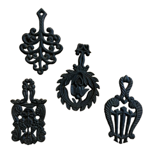 Antique Cast Iron Mini Trivets- Set of 4