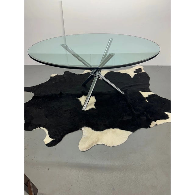 Round Glass Modern Table With Cool Chrome Tripod Base For Sale - Image 4 of 9