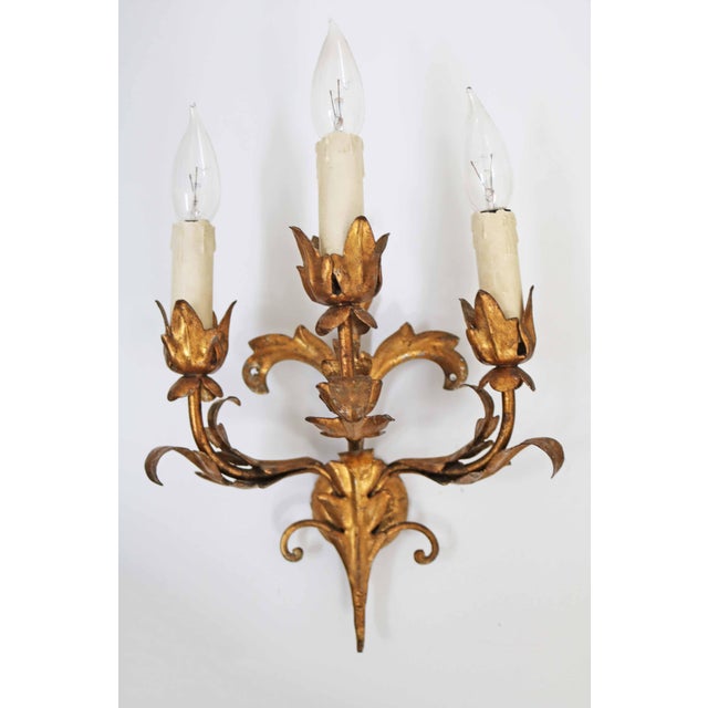 1970s Florentine Hollywood Regency Wall Lamp, Italy, 1970s For Sale - Image 5 of 5