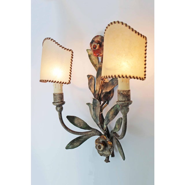 Gold Florentine Style Hollywood Regency Floral Wall Lamp by Hans Möller, 1970s For Sale - Image 8 of 11