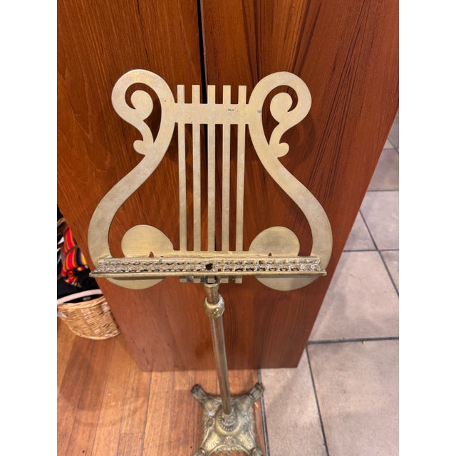 Vintage Brass Lyre Music Stand For Sale In Philadelphia - Image 6 of 6