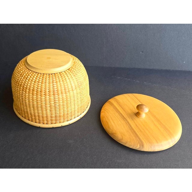 Maitland - Smith Nathan Taylor Nantucket Woven Basket Jar With Ash Wood Lid For Sale - Image 4 of 15