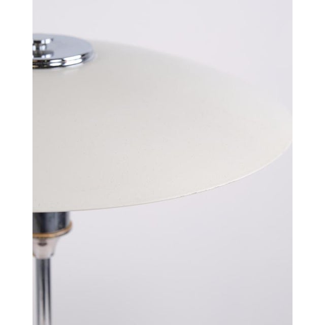Table Lamp with White Metal Shades and Nickel-Plated Frame by Lyfa, 1940s For Sale - Image 10 of 12