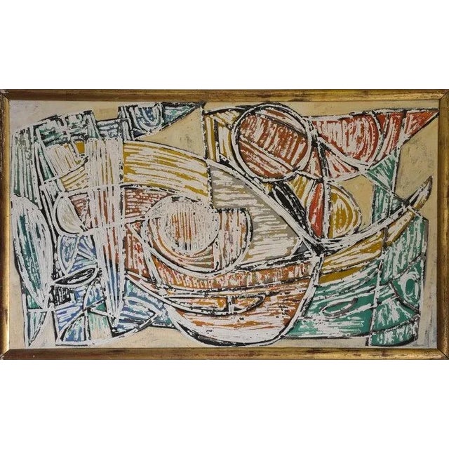 Large Aboriginal-inspired abstract oil on board. We have shown the painting hanging in 'portrait' form but it could also...