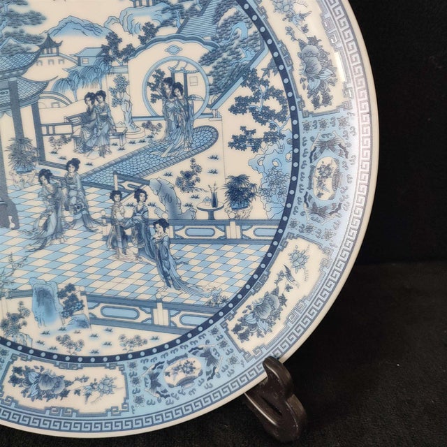 White Chinese Ceramic Plate,Blue and White Porcelain Plate Hand Painted Figures Story Pattern For Sale - Image 8 of 11