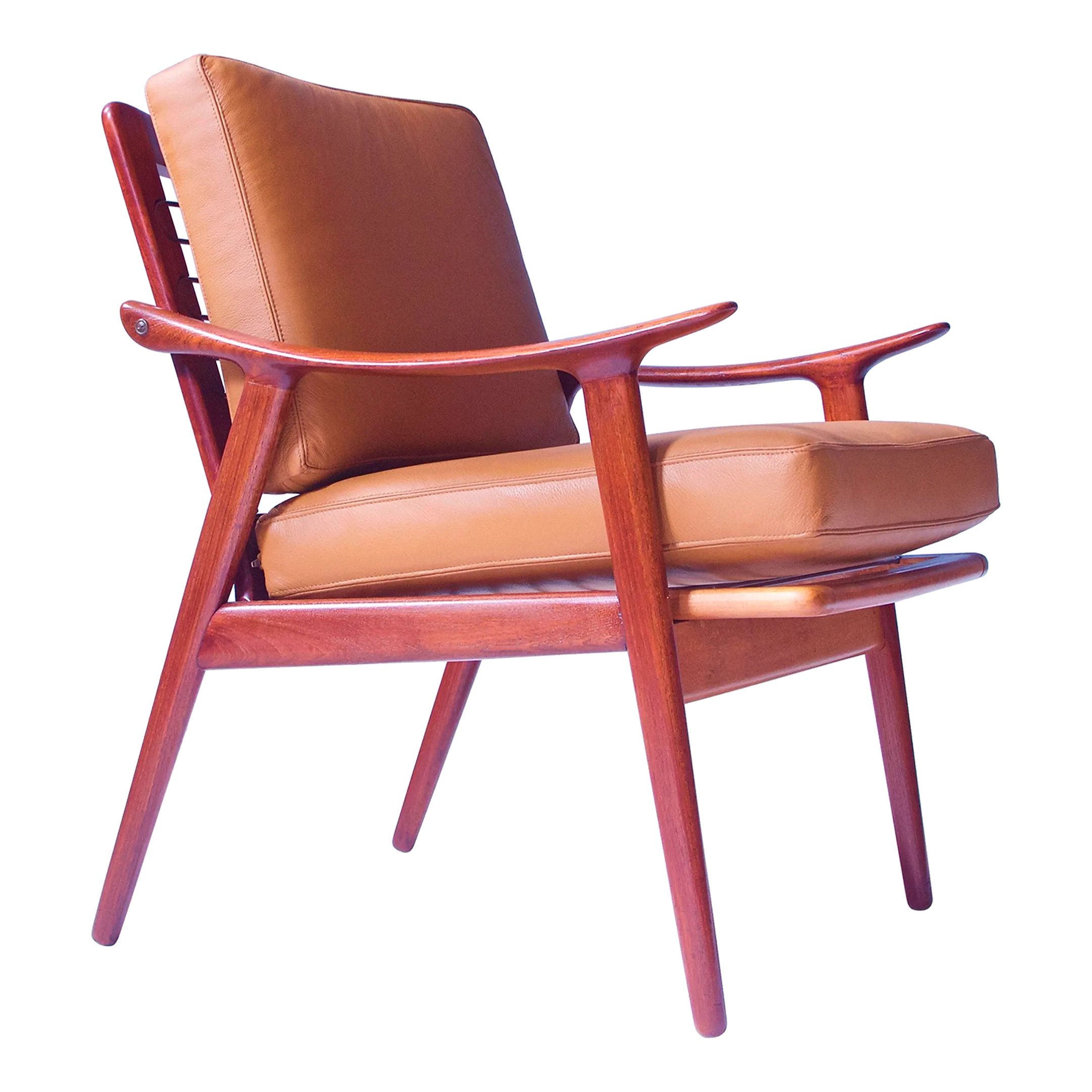 Vintage Fredrik A. Kayser Teak, Leather & Brass Easy Chair #563