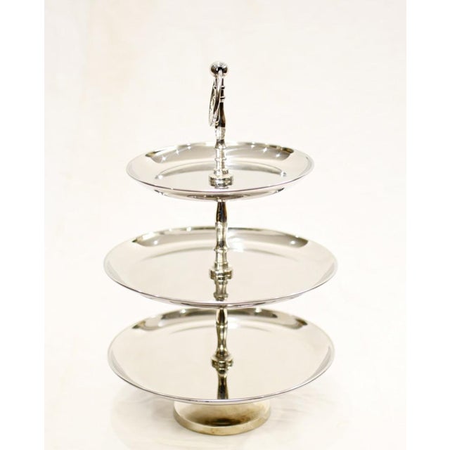 Silver Plate Cake Stand 3 Tiered Afternoon Tea For Sale - Image 5 of 13