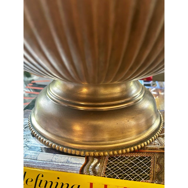 Brass Vintage Antique Finish Brass 12.5” Pedestal Centerpiece Bowl With Stag Deer Head Handles For Sale - Image 8 of 11