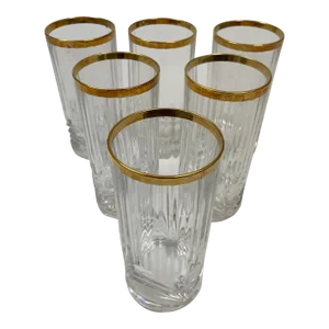 Royal Crystal Rock Aurea Tumbler Highball Glasses in Box Vintage Set of 6