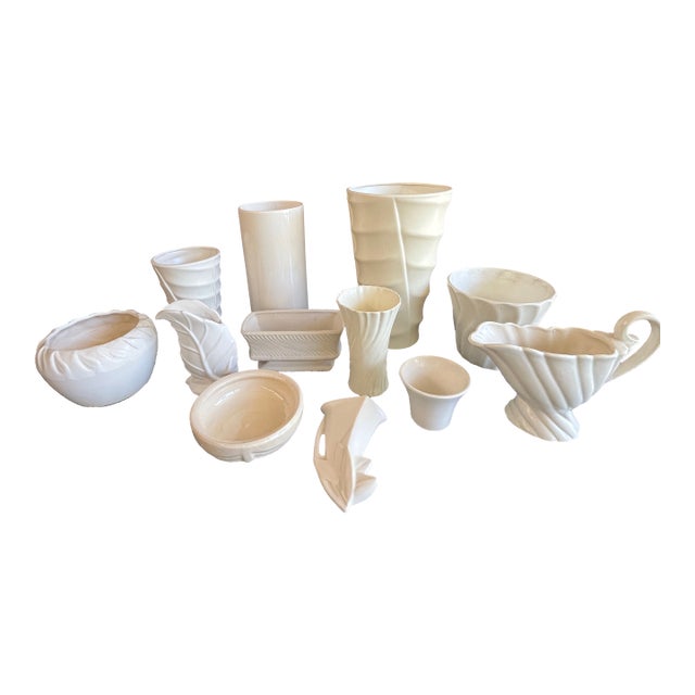 Vintage Cream/White Pottery Ceramics 40s McCoy/Bauer/Usa/Catalina Lot (12) For Sale