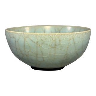Antique Chinese Celadon Crackle‑Glaze Bowl, One‑of‑a‑Kind Collectible Antique For Sale