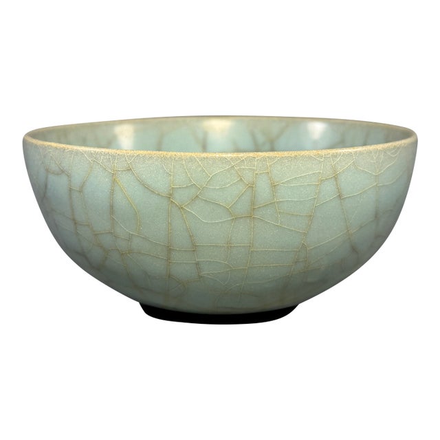 Antique Chinese Celadon Crackle‑Glaze Bowl, One‑of‑a‑Kind Collectible Antique For Sale