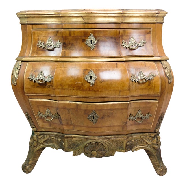 Danish Rococo Chest of Drawers in Walnut, 1880s For Sale