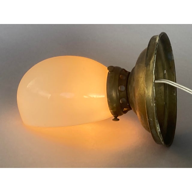 1910 Antique Wall Sconce, Solid Brass, All Original, White Glass Shade For Sale In San Francisco - Image 6 of 7
