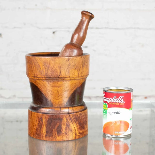 Vintage Mid-Century Modern Mortar and Pestle or Objet d'Art Hand Turned Wood For Sale - Image 12 of 12
