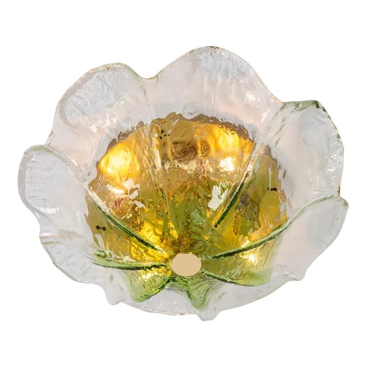 Large Green Toned Murano Glass Ceiling Fixture from Kaiser Idell / Kaiser Leuchten, Germany, 1970s For Sale