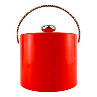 1960s Kraftware Bright Orange & Gold Mid-Century Modern Ice Bucket For Sale
