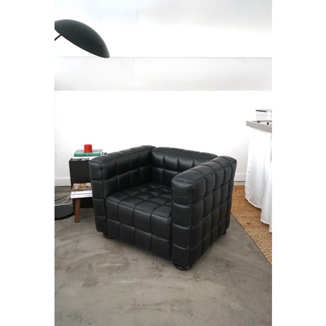 Kubus Faux Leather Chair by Josef Hoffman, 1980s, in Good conditions. Designed 1920 to 1949 This piece is attributed to...