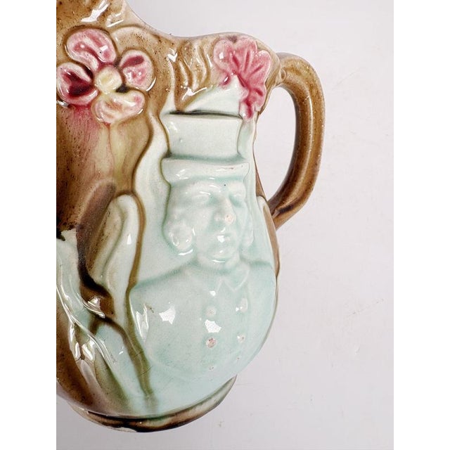 20th Century Majolica Pitcher with Horse Decoration, France For Sale - Image 11 of 13
