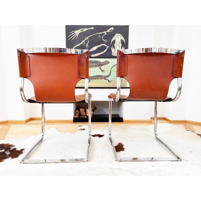 Set 8 Carlo Bartoli T 70 920 Cantilever Chairs Brown Leather - 8 PCS For Sale - Image 17 of 18