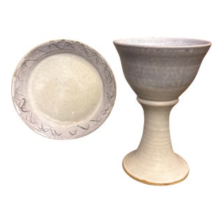 Pottery Religious Chalice & Paten For Sale