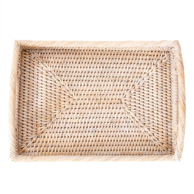 Artifacts Rattan Rectangular Vanity Tray, Whitewash For Sale - Image 4 of 6