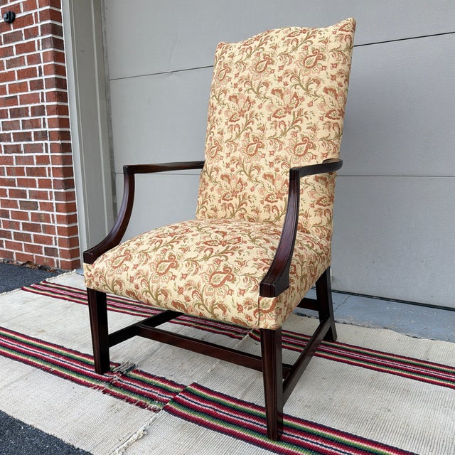 A Vintage Mahogany Hepplewhite Style Lolling Chair, Circa 1970’s For Sale - Image 12 of 12