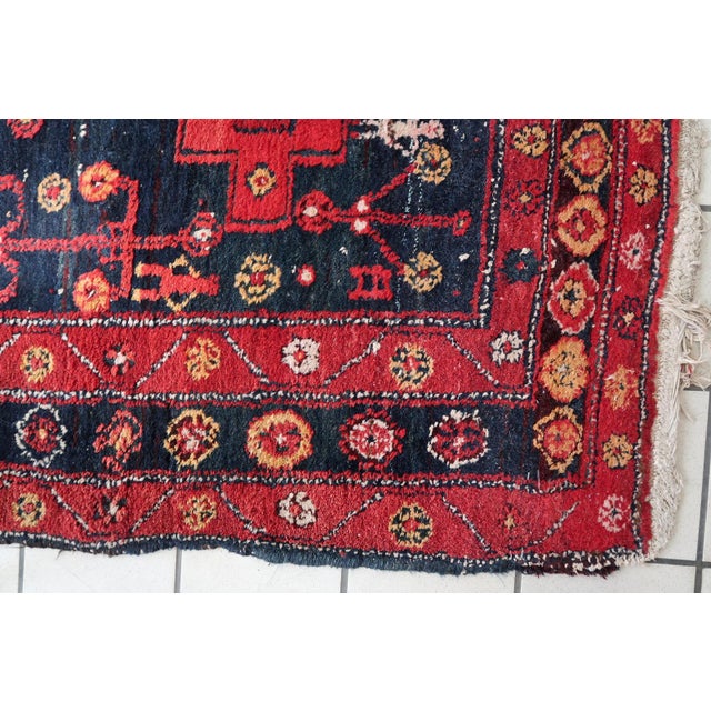 1930s, Handmade Antique Persian Hamadan Rug 4.6' X 6.7' For Sale - Image 9 of 10