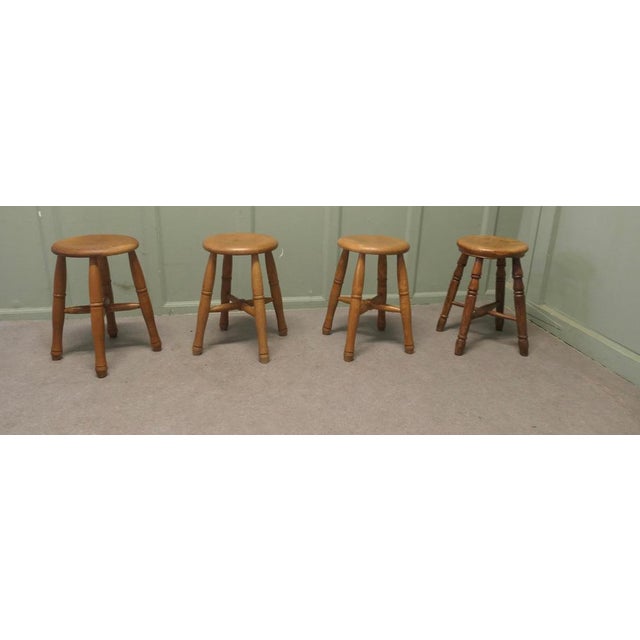 Victorian Farmhouse Kitchen Stools in Elm, Set of 4 For Sale - Image 5 of 9