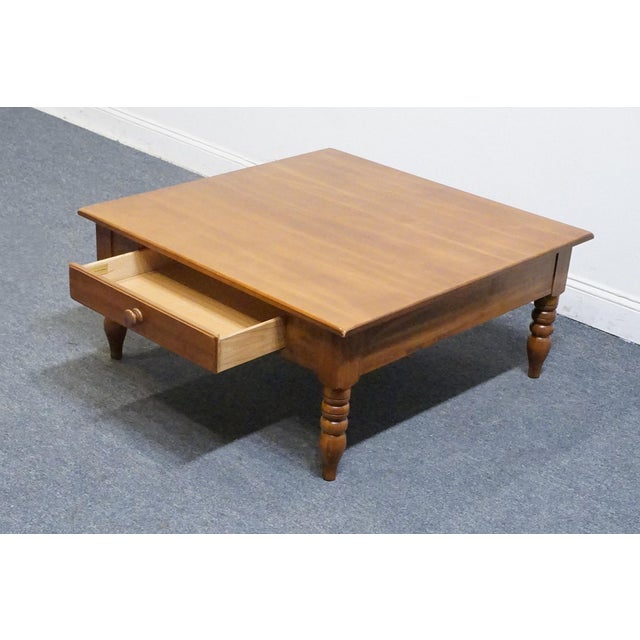 Durham Furniture Solid Cherry Early American Style 38" Square Accent Coffee Table - Made in Canada For Sale - Image 11 of 13